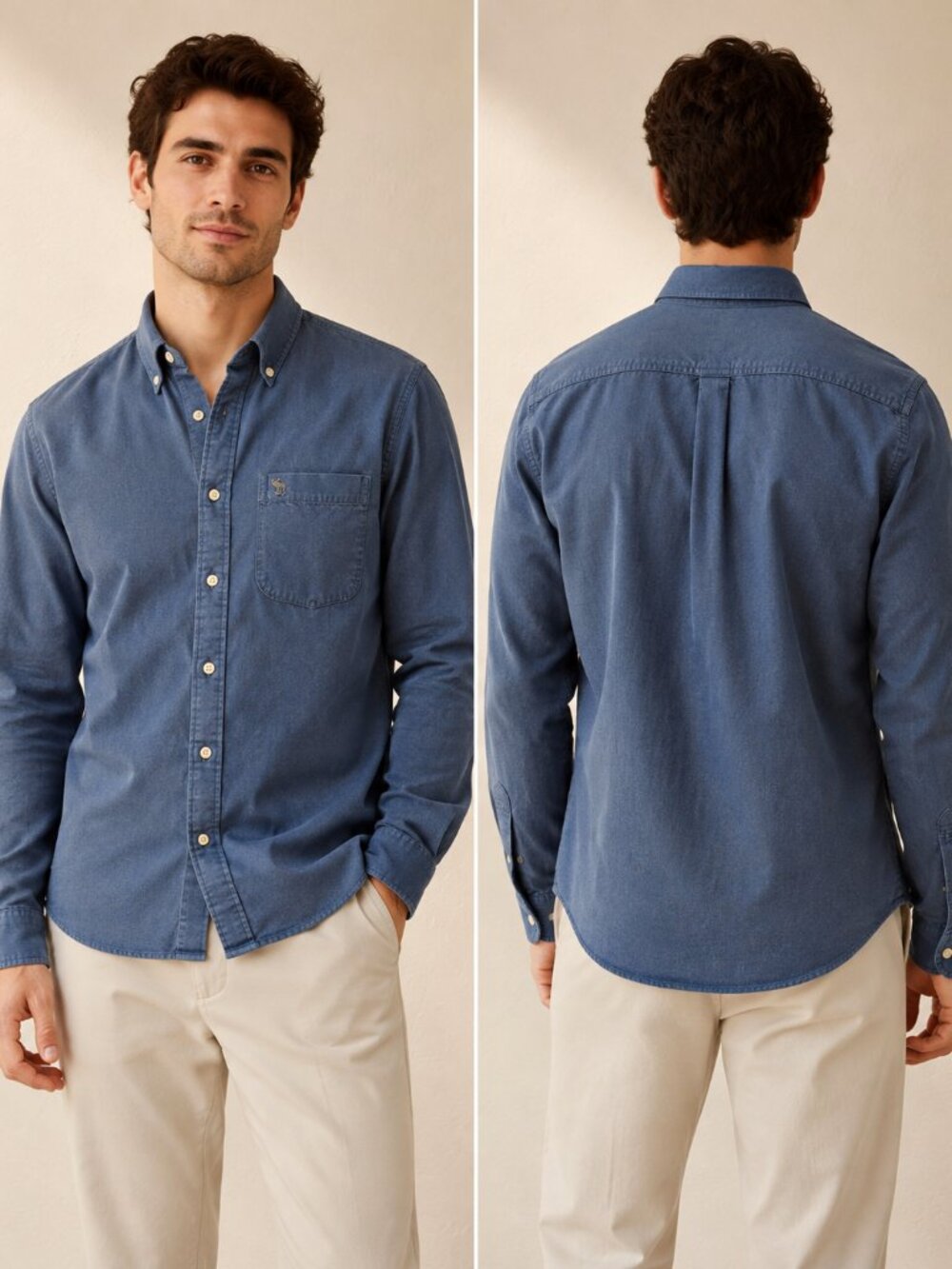 Abercrombie & Fitch Men’s Muscle Fit Blue Oxford Button-Down Shirt M